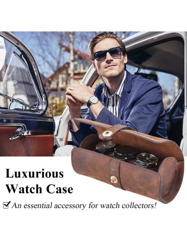 Estuche de Reloj de Cuero Genuino Acidea para 3 Relojes