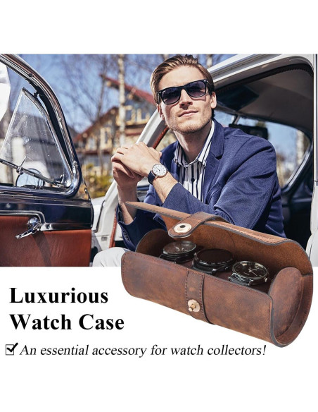 Estuche de Reloj de Cuero Genuino Acidea para 3 Relojes