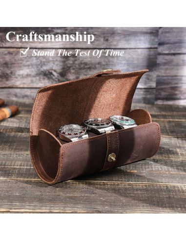 Estuche de Reloj de Cuero Genuino Acidea para 3 Relojes