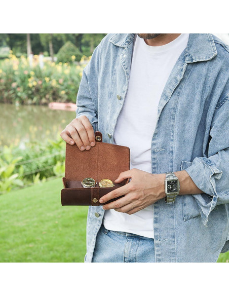 Estuche de Reloj de Cuero Genuino Acidea para 3 Relojes