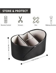 Soporte de Control Remoto Fanousy de Cuero PU Negro 3 Compartimentos 2