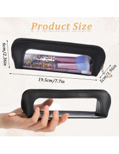 Bolsa de Maquillaje Transparente MBAIYO Negra 19.5x5x6cm 2