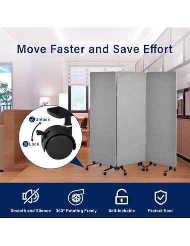 Divisor de Sala Acústico Plegable Genérico 3 Paneles 183x168 cm