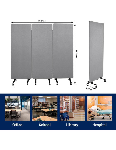 Divisor de Sala Acústico Plegable Genérico 3 Paneles 183x168 cm