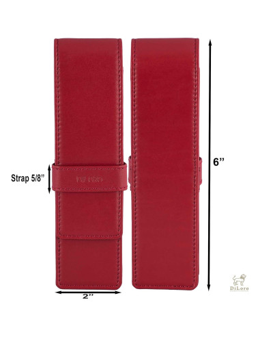 Estuche de Cuero DiLoro Doble para Plumas Rojo 150mm