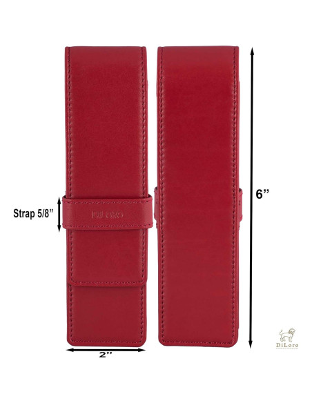 Estuche de Cuero DiLoro Doble para Plumas Rojo 150mm
