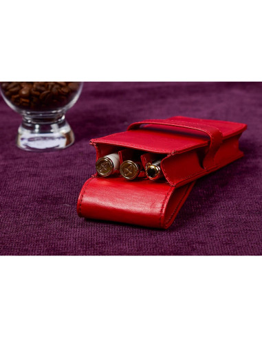 Estuche de Cuero DiLoro Doble para Plumas Rojo 150mm