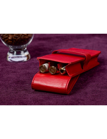 Estuche de Cuero DiLoro Doble para Plumas Rojo 150mm