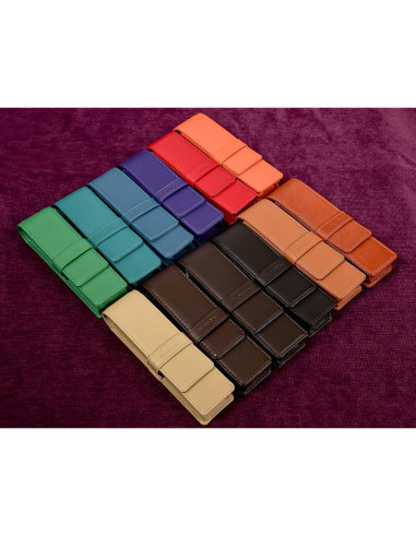 Estuche de Cuero DiLoro Doble para Plumas Rojo 150mm