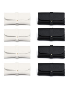 Paquete de 8 estuches de gafas de PU suave - Blanco y negro