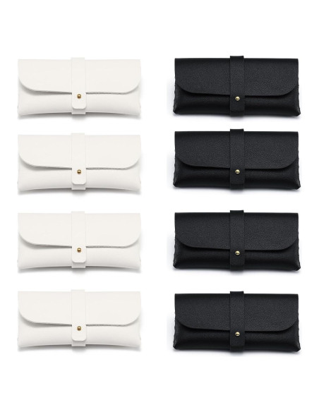 Paquete de 8 estuches de gafas de PU suave - Blanco y negro