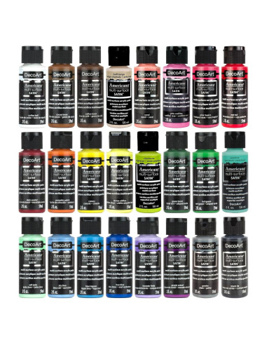 Set de Pintura Acrílica Satinada Multi-Superficie DecoArt 24 Colores 1419.53 ml