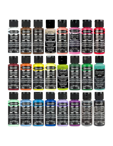 Set de Pintura Acrílica Satinada Multi-Superficie DecoArt 24 Colores 1419.53 ml
