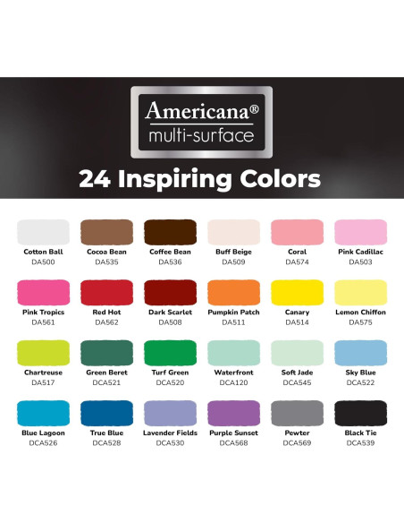 Set de Pintura Acrílica Satinada Multi-Superficie DecoArt 24 Colores 1419.53 ml