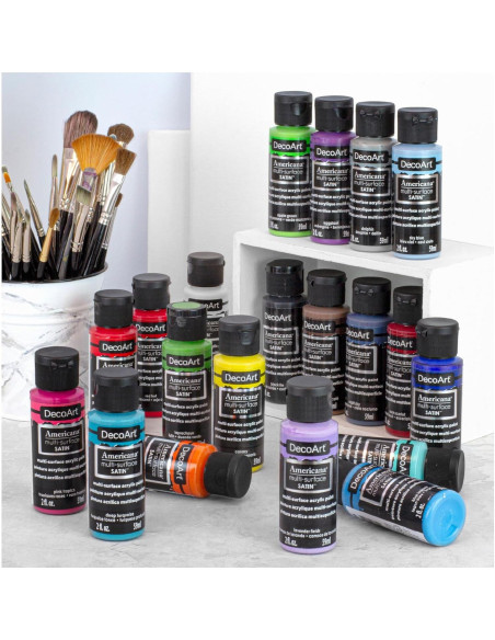 Set de Pintura Acrílica Satinada Multi-Superficie DecoArt 24 Colores 1419.53 ml