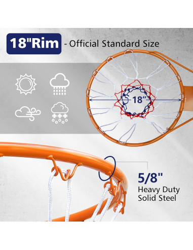 Aro de Baloncesto MIUDGIG 18" (45.72 cm) con Red Resistente