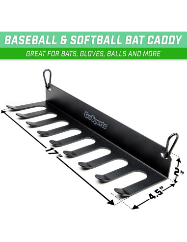 Estante Colgante para Bate de Béisbol GoSports - Capacidad 16 Bates - Negro