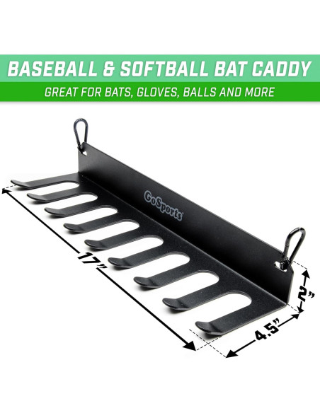 Estante Colgante para Bate de Béisbol GoSports - Capacidad 16 Bates - Negro