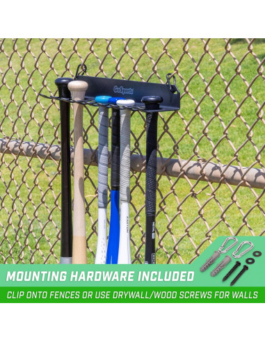 Estante Colgante para Bate de Béisbol GoSports - Capacidad 16 Bates - Negro
