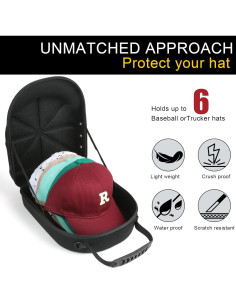 Funda Dura para Gorras de Béisbol HATCARRIER - 6 Gorras, Negro 2