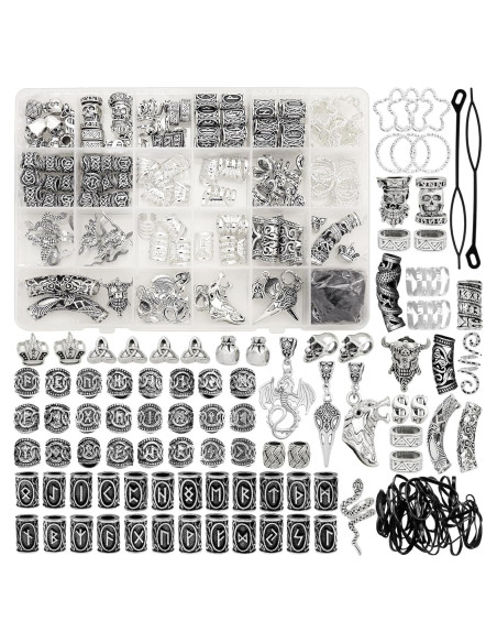 215 Accesorios Vikingos para Dreadlocks Fscwlmon - Plata