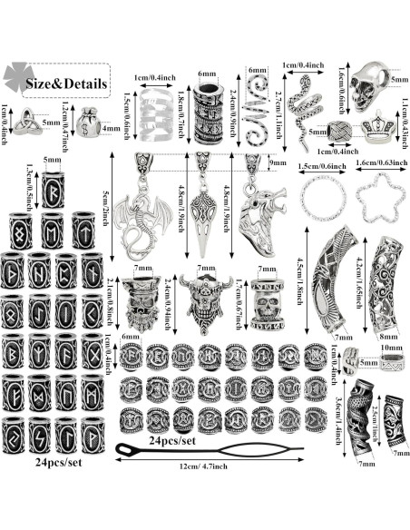 215 Accesorios Vikingos para Dreadlocks Fscwlmon - Plata