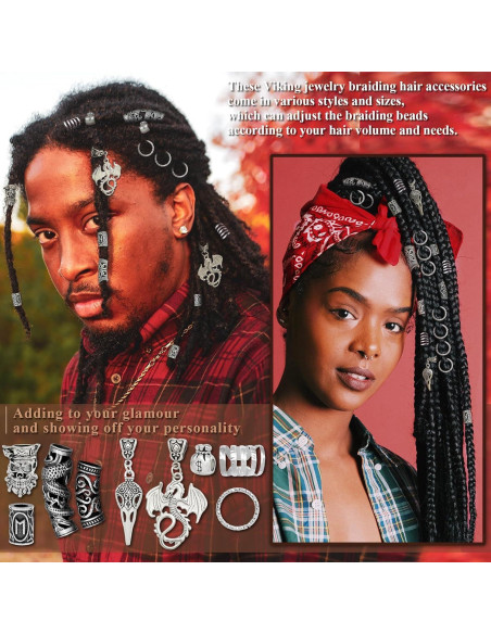 215 Accesorios Vikingos para Dreadlocks Fscwlmon - Plata