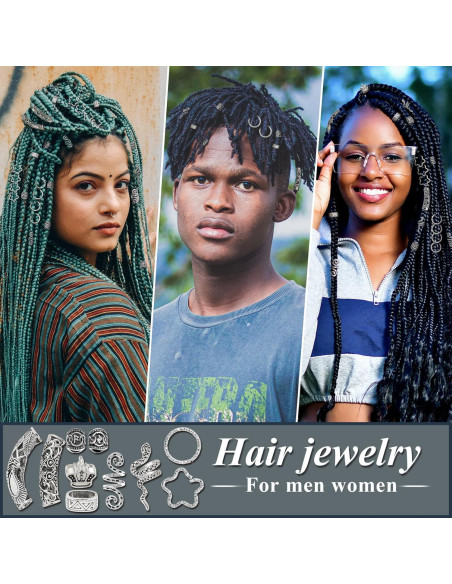 215 Accesorios Vikingos para Dreadlocks Fscwlmon - Plata