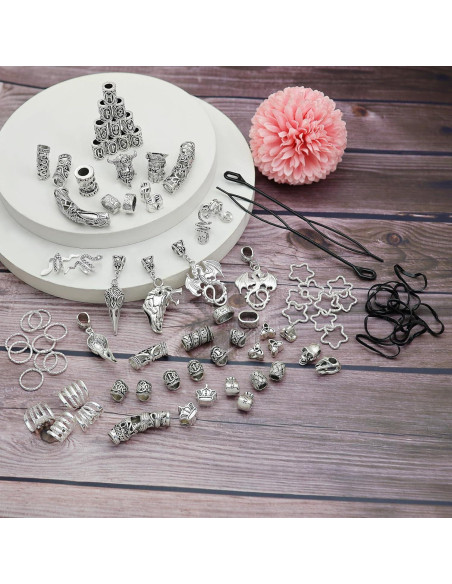 215 Accesorios Vikingos para Dreadlocks Fscwlmon - Plata