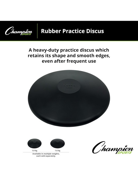 Disco de Práctica Champion Sports 1.0 KG Caucho Negro