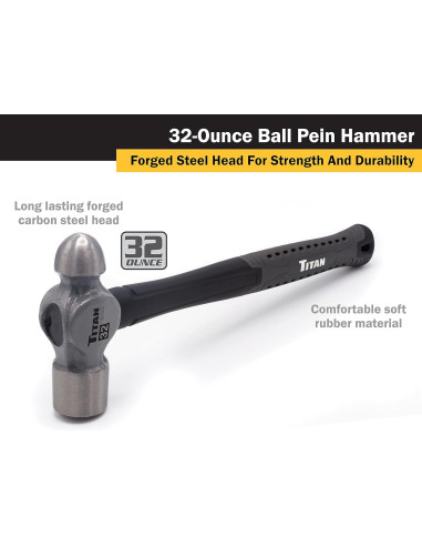 Martillo de bola Titan 63024 1.20 kg, mango de fibra de vidrio