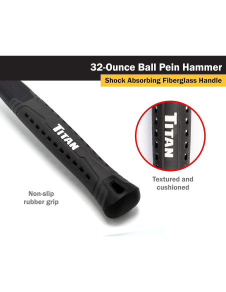 Martillo de bola Titan 63024 1.20 kg, mango de fibra de vidrio