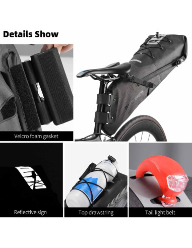 Bolsa de Sillín ROCKBROS Impermeable 14L Ajustable