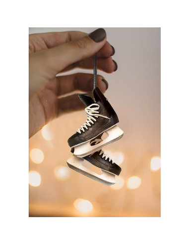 Adorno de Patines de Hockey Abbott de Resina Negro 6.5cm