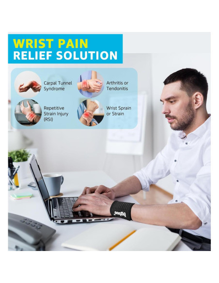 Banda de Muñeca de Compresión HGBOO TECH - 2 Pcs, Tela Transpirable