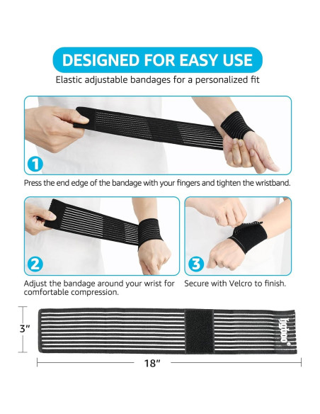 Banda de Muñeca de Compresión HGBOO TECH - 2 Pcs, Tela Transpirable