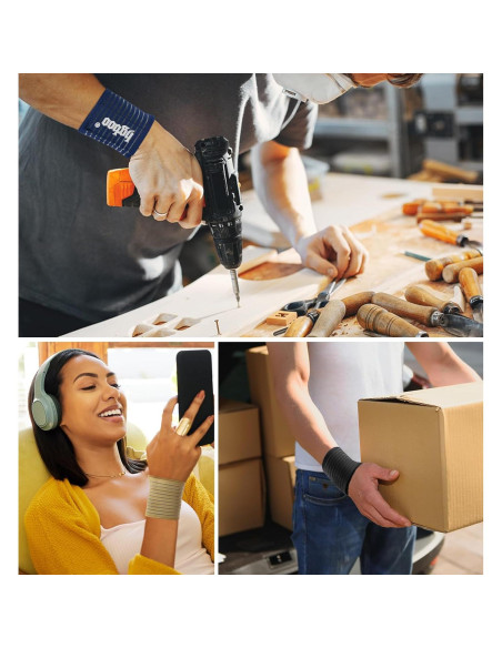 Banda de Muñeca de Compresión HGBOO TECH - 2 Pcs, Tela Transpirable