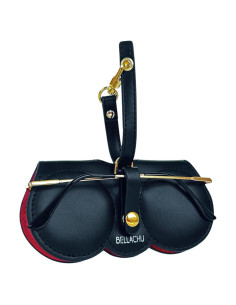 Funda de Gafas de Sol BellaChu de Cuero Vegano - Mediana, Negra