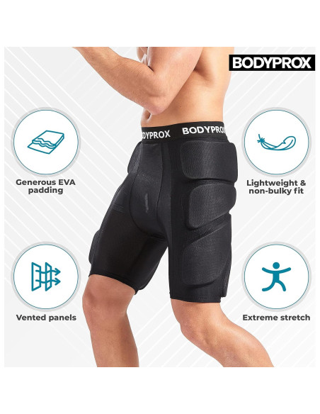 Pantalones Cortos Protectores Bodyprox Mediano Negro para Snowboard
