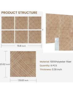 Paneles Acústicos Foritrue 6 Piezas 60x60 cm Madera UV B 2