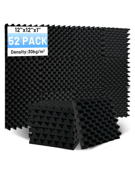 Paneles Acústicos Focusound 52 Pack 1"x1" para Aislamiento Sonoro