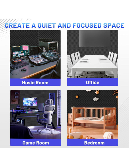 Paneles Acústicos Focusound 52 Pack 1"x1" para Aislamiento Sonoro