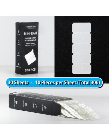 300 Cintas Adhesivas Doble Cara Mini Oreja Foroomaco 3x3cm