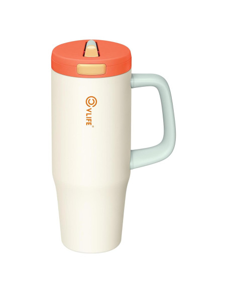 Vaso Aislado CVLIFE 32 oz (0.95 L) con Popote Plegable Beige