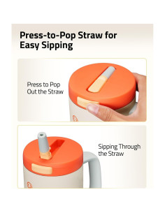 Vaso Aislado CVLIFE 32 oz (0.95 L) con Popote Plegable Beige 2