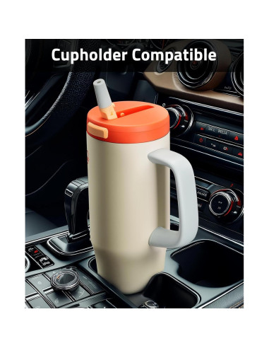 Vaso Aislado CVLIFE 32 oz (0.95 L) con Popote Plegable Beige