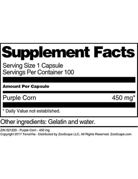 Cápsulas de Maíz Morado TerraVita 450 mg - 100 Unidades