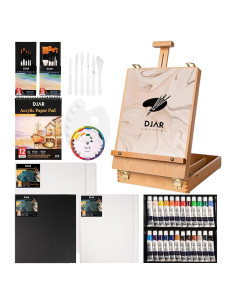 Set de Pintura Acrílica DJAR 49 Piezas con Caballete y Lienzos
