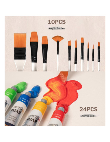 Set de Pintura Acrílica DJAR 49 Piezas con Caballete y Lienzos