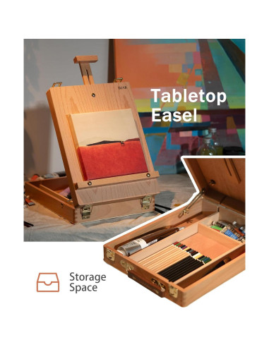 Set de Pintura Acrílica DJAR 49 Piezas con Caballete y Lienzos